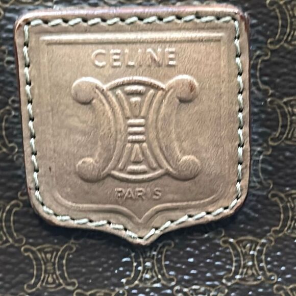 Celine Boston 30 Bag Brown Tan Signature Lattice Logo Print Top Handle Duffle - Picture 14 of 16